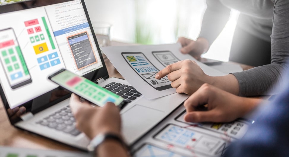 App developers planning and designing an app