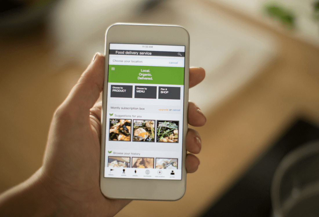A customer using a food delivery app to show how the app can stand out in the crowded digital marketplace.